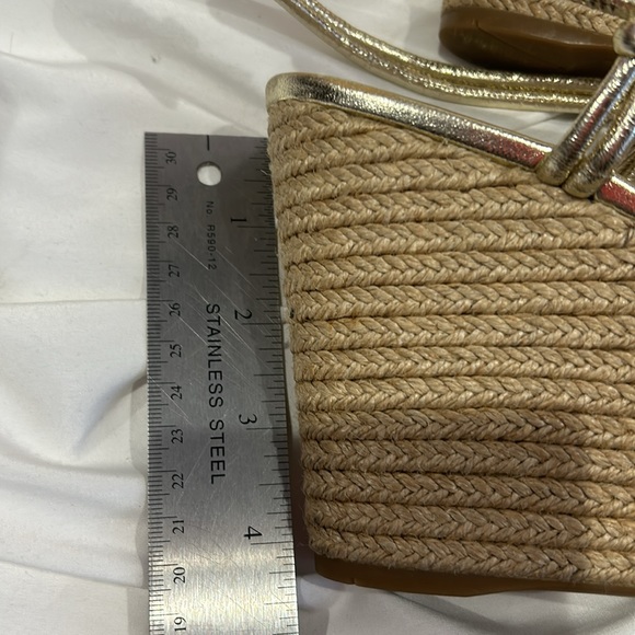 PRADA Gold Leather Strappy Wedged Sandals-39.5 - Picture 11 of 14